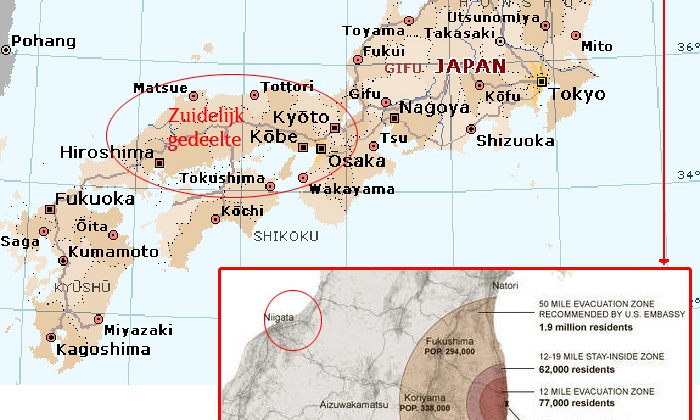 Informatie rampgebieden Japan