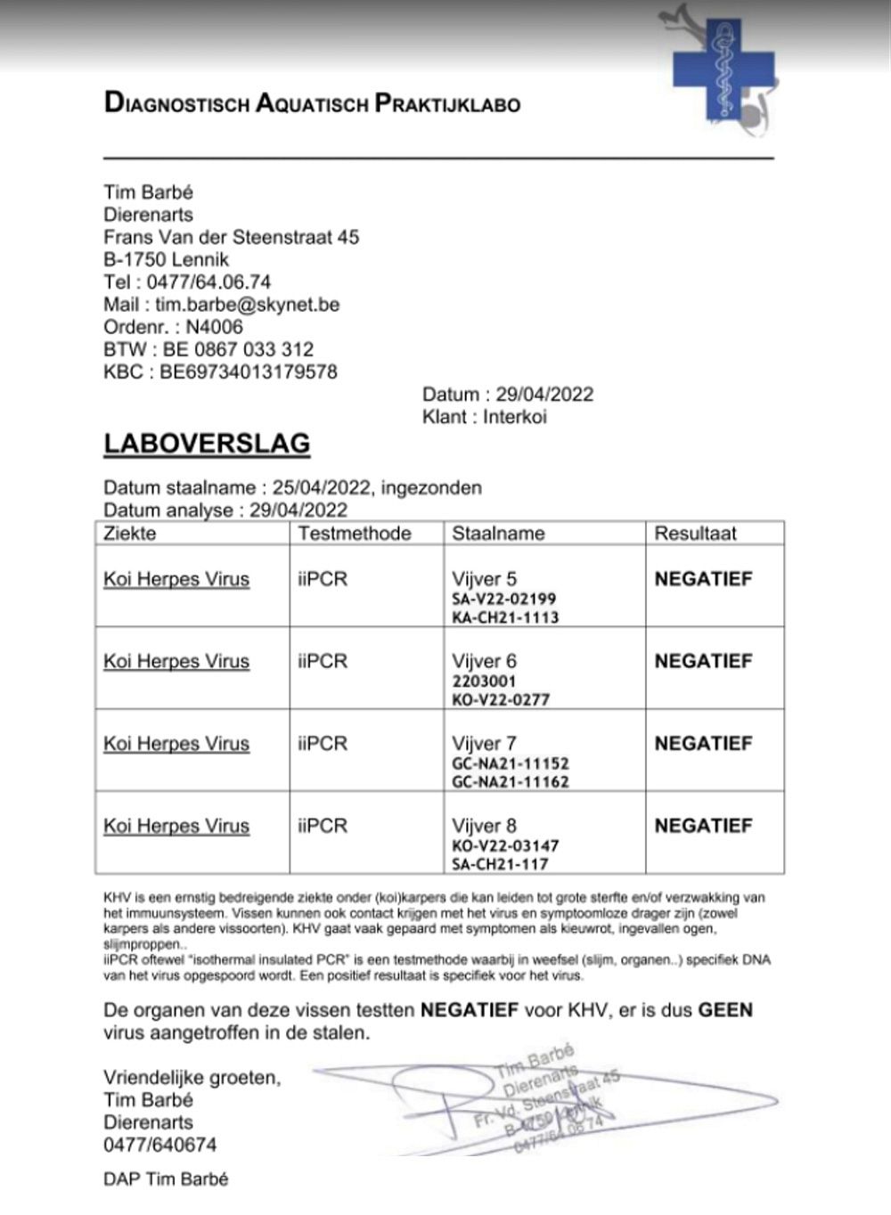 khv test uitslag